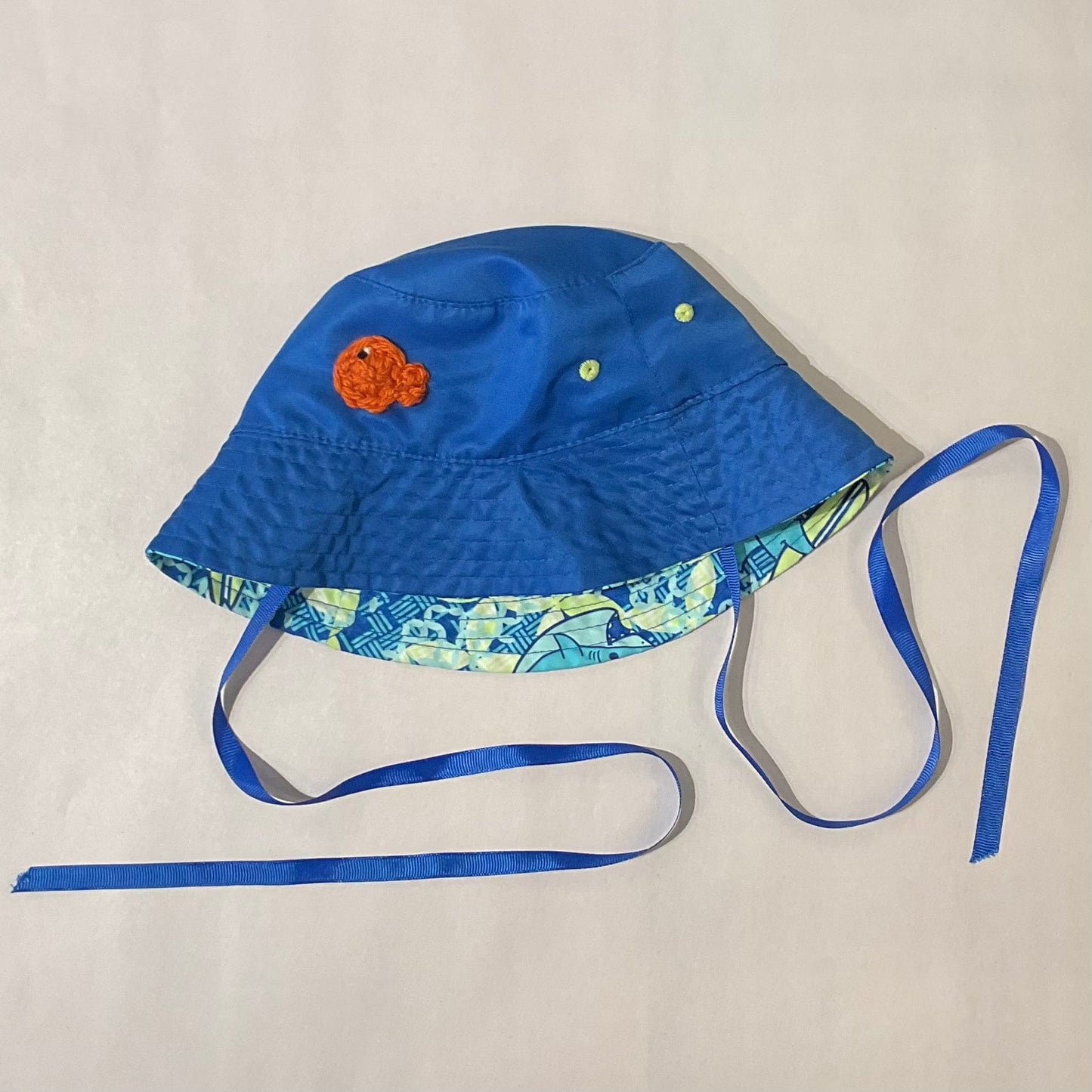Infant/Kid Bucket Hat with Crocheted Garibaldi K Hawthorne Consignment 4T Cobalt Blue