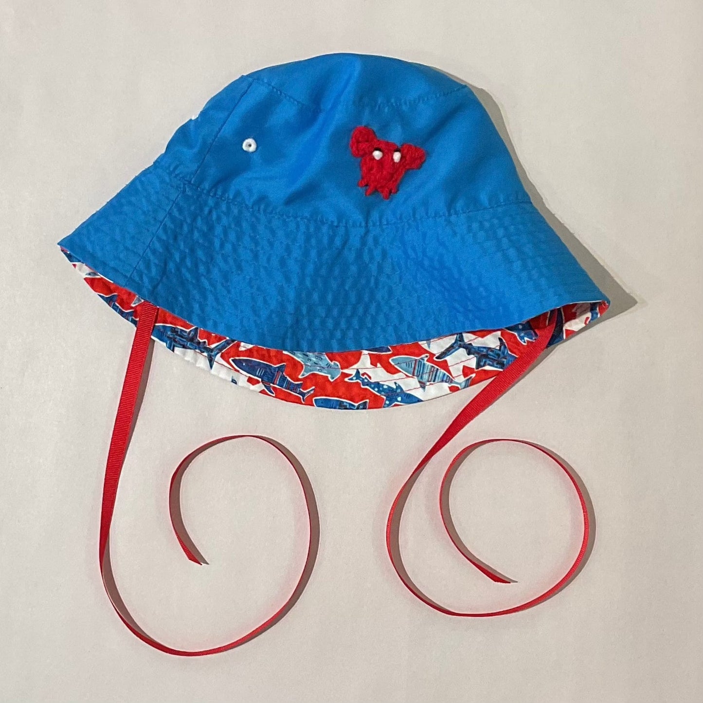 Infant/Kid Bucket Hat with Crocheted Garibaldi K Hawthorne Consignment 5/6yr Bright Blue