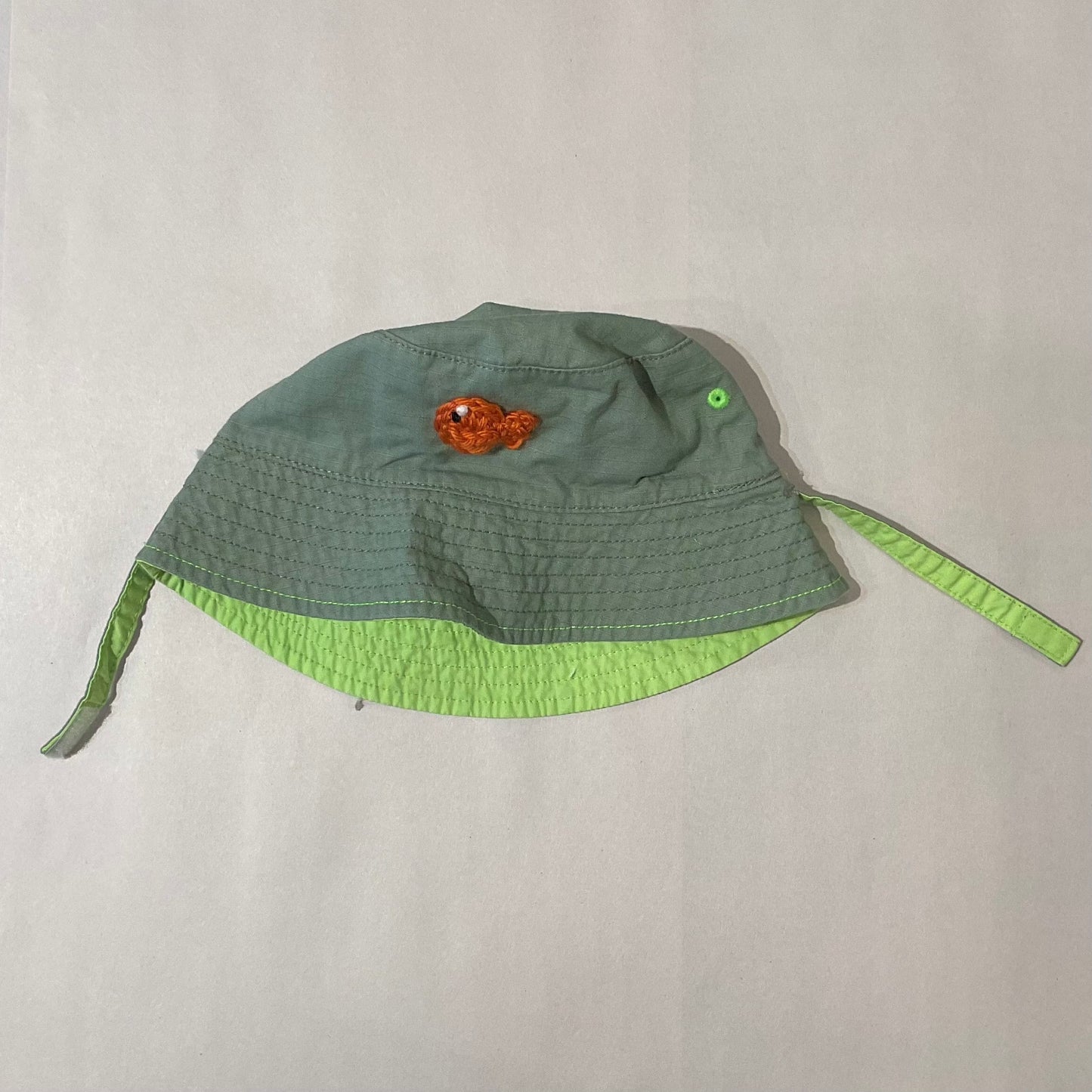 Infant/Kid Bucket Hat with Crocheted Garibaldi K Hawthorne Consignment 9-18mo. Olive Green
