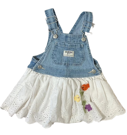 Infant/Toddler Eyelet Denim Overall Dresses K Hawthorne Consignment 12mo.