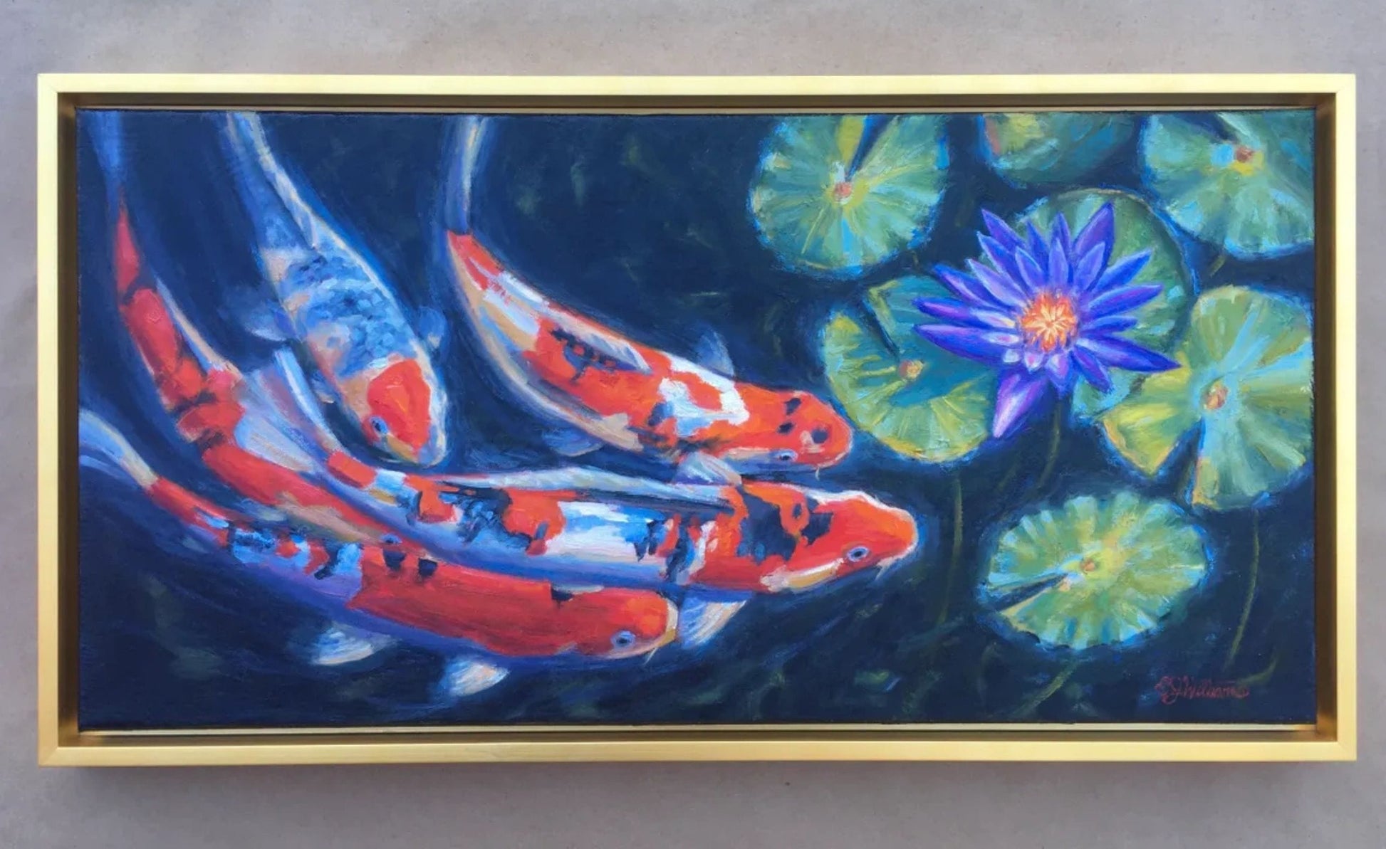 "Koi in the Loop" Original Oil Painting-Framed EJ Williams Consignment