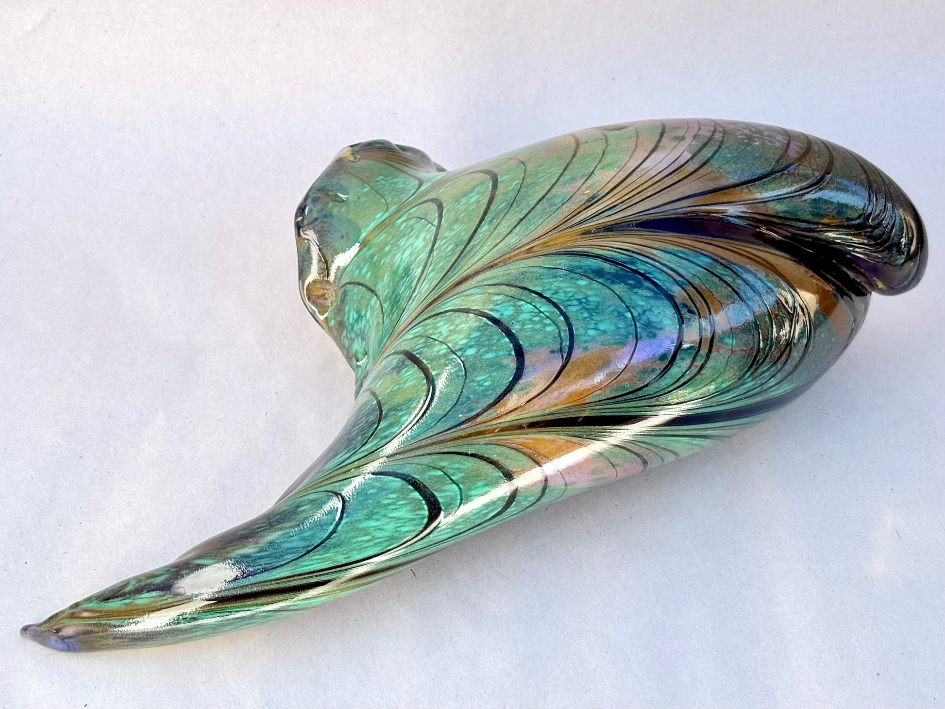 Large Hand Blown Purple/Jade Seashell by Mariah Conner Mariah A. Conner Consignment