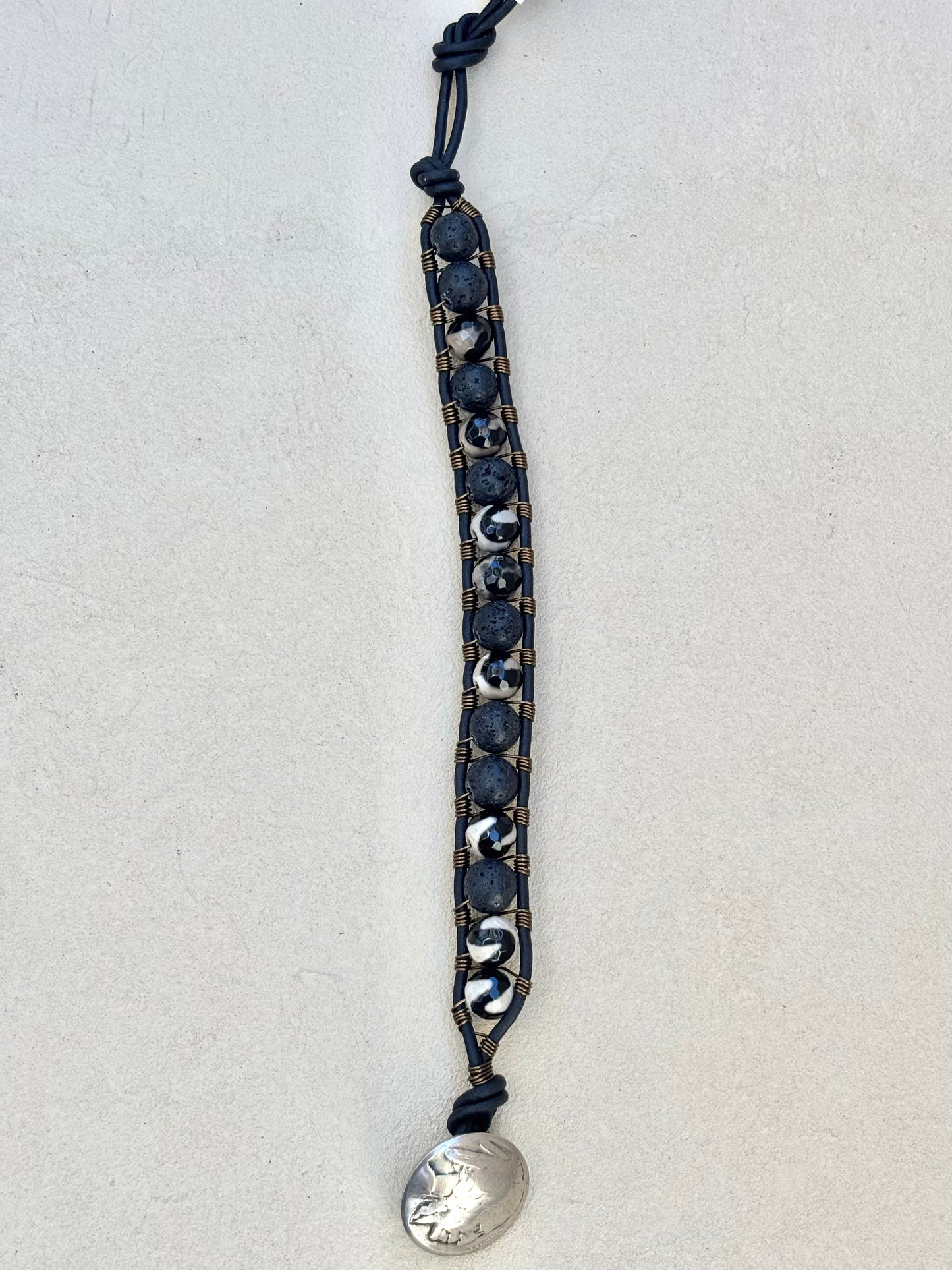 Large - Semi-precious Stone Leather Bracelets Heidi Duran Inventory