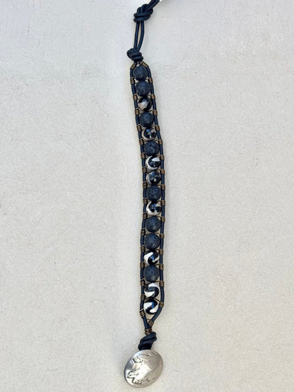 Large - Semi-precious Stone Leather Bracelets Heidi Duran Inventory