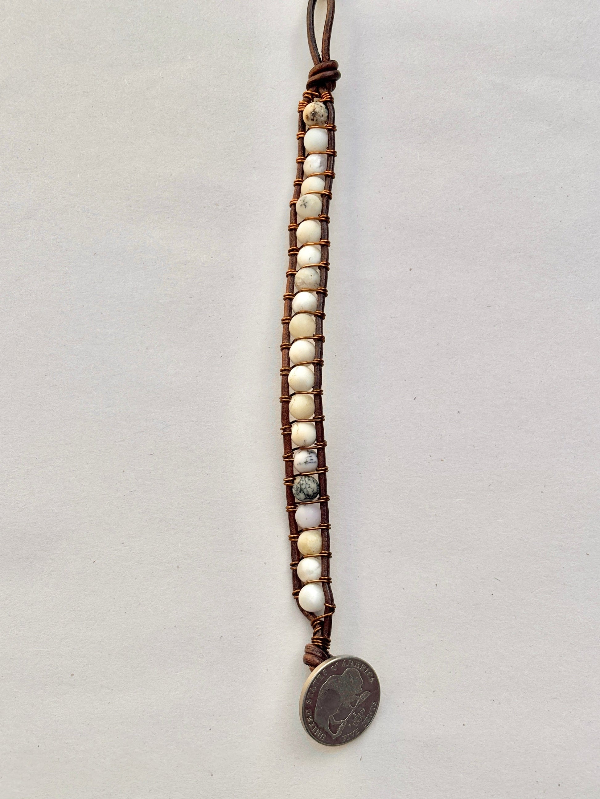 Large - Semi-precious Stone Leather Bracelets Heidi Duran Inventory Magnesite