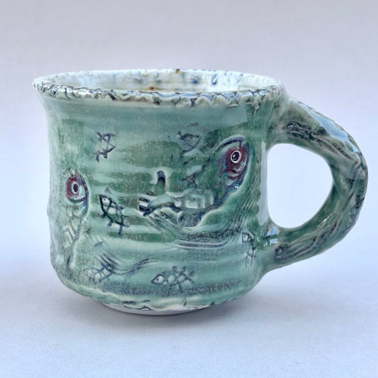 "Leaping Fish " Porcelain Mugs Juls Inventory Design 1