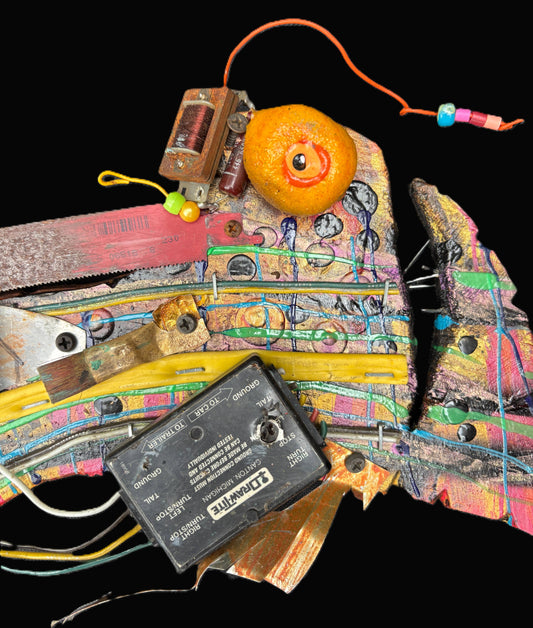 "Lemon-Eye" Angler Fish - Upcycled/Eco-Folk Art Rodrigo Consignment