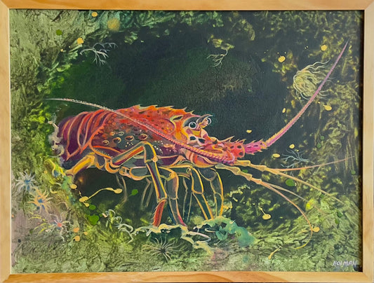 "Lobster" Original Acrylic Framed Painting Stephen Holman Consignment