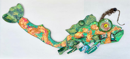 "Long Orange-Green Angler Fish" - Eco Folk Art Rodrigo Consignment