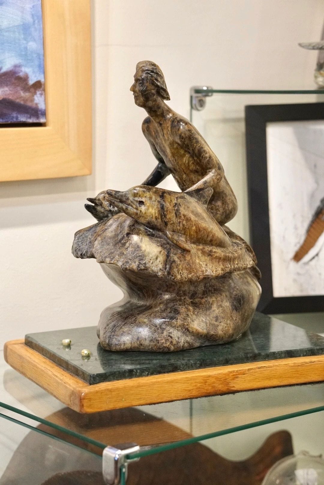 "Man on Wave" Soapstone Sculpture Will Richards Inventory