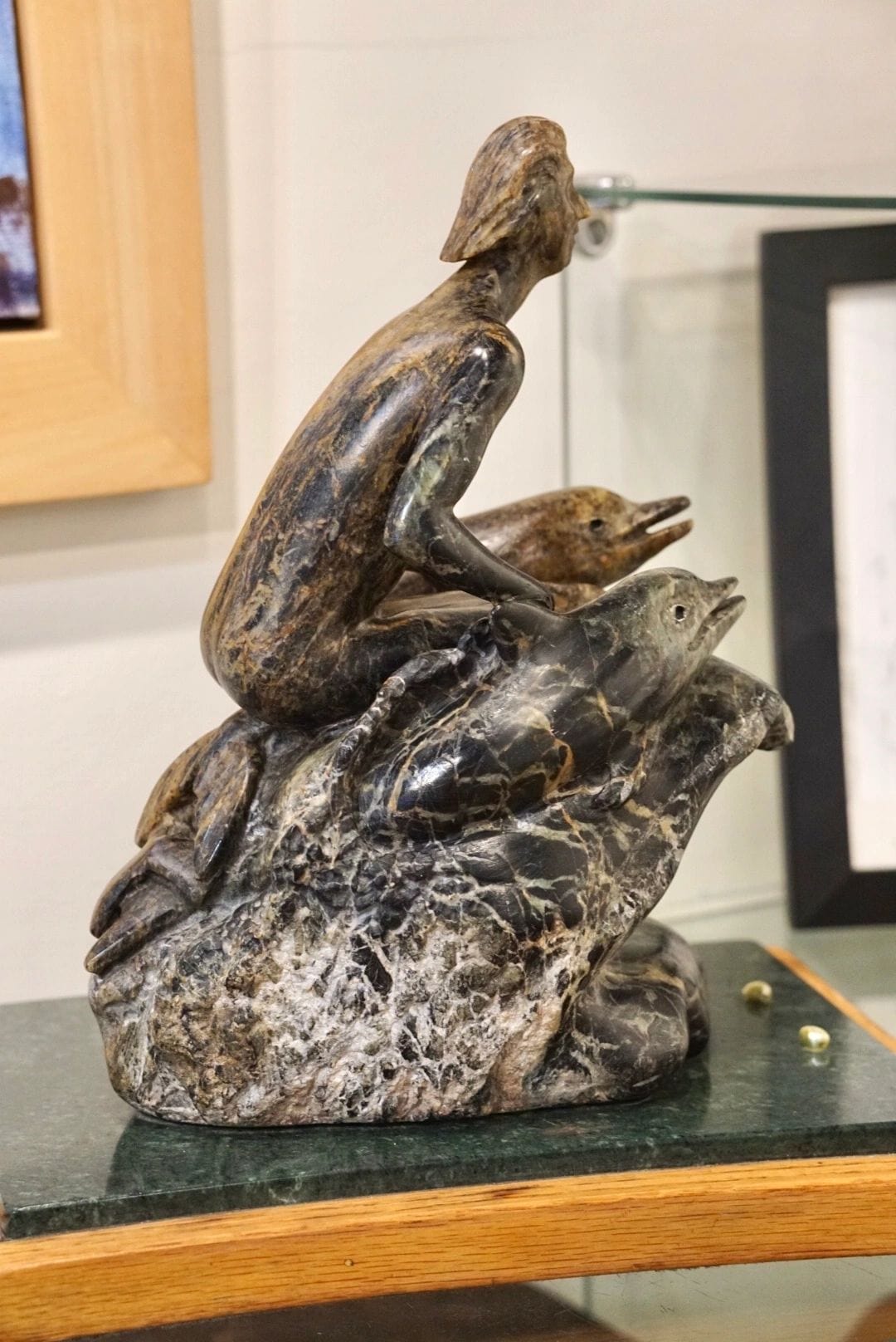 "Man on Wave" Soapstone Sculpture Will Richards Inventory