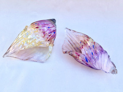 Medium Hand-Blown Seashell with Pink inside Mariah A. Conner Consignment