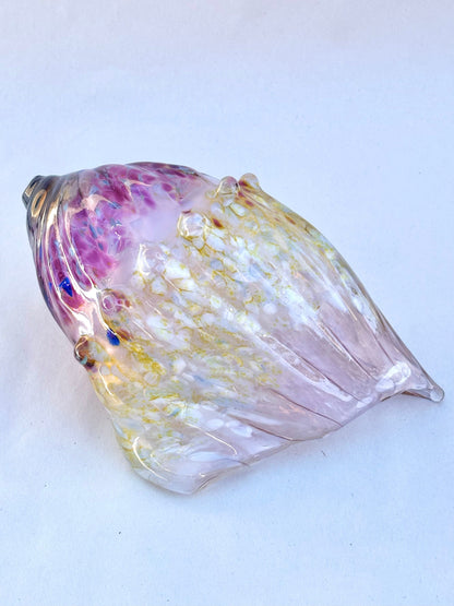 Medium Hand-Blown Seashell with Pink inside Mariah A. Conner Consignment Knobby Seashell