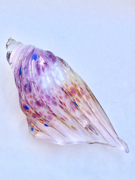 Medium Hand-Blown Seashell with Pink inside Mariah A. Conner Consignment Swirly Seashell
