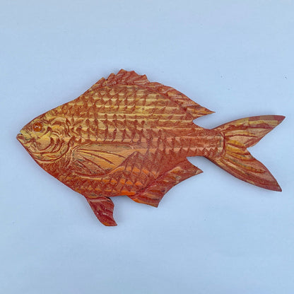 Medium/Large Wooden Fish by Daniel Daniel Floyd Inventory Large Burnt Siena/Yellow - facing left-