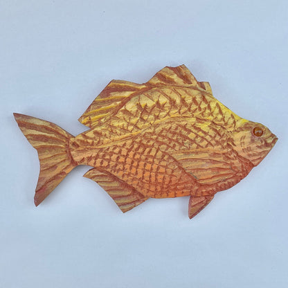 Medium/Large Wooden Fish by Daniel Daniel Floyd Inventory Large Burnt Siena/Yellow - facing right
