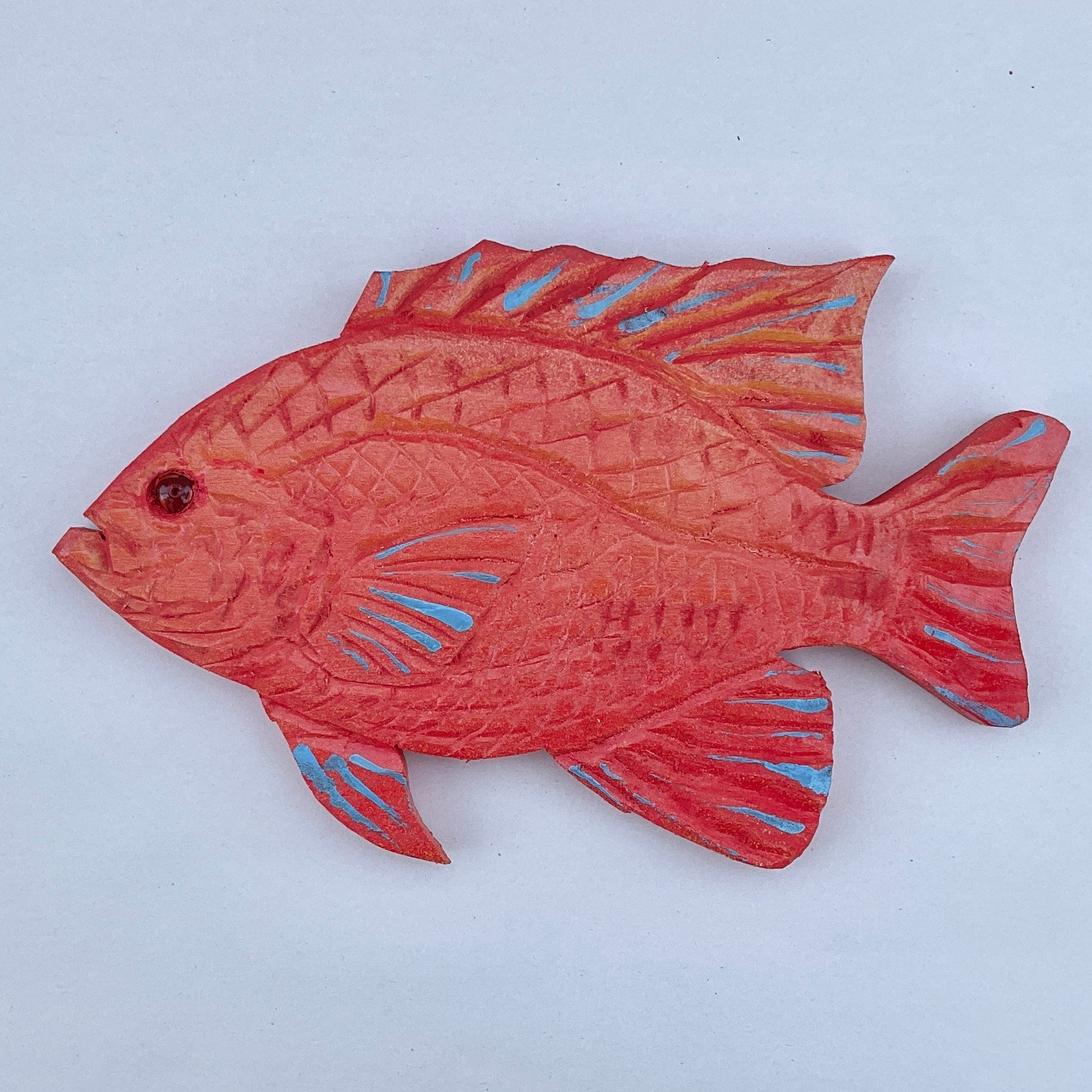 Medium/Large Wooden Fish by Daniel Daniel Floyd Inventory Medium Orange Fish - facing left