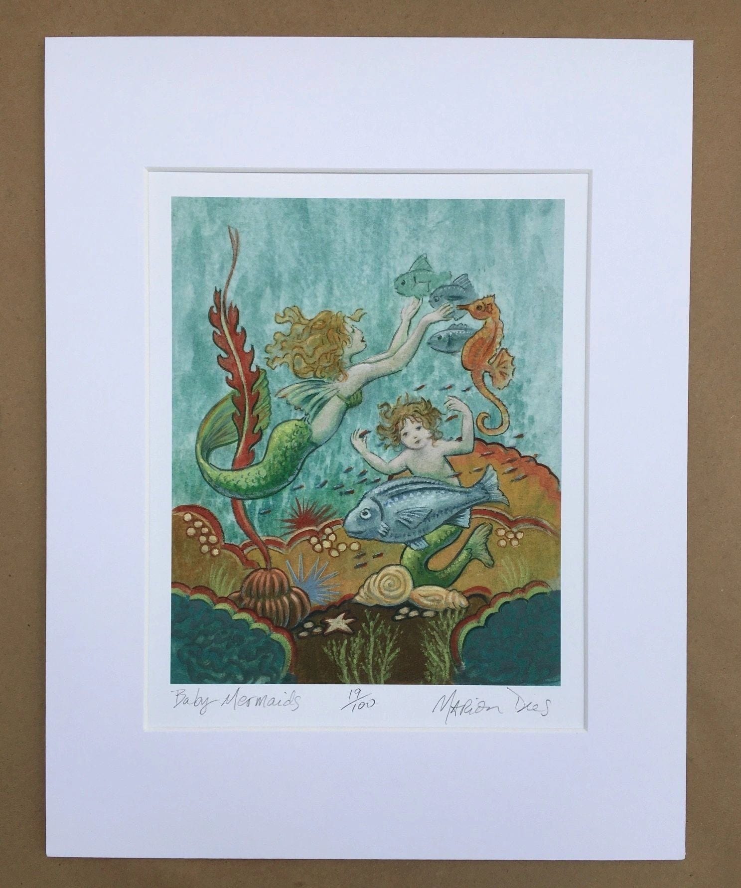 "Mermaid Babies" Print Marion Dies Consignment