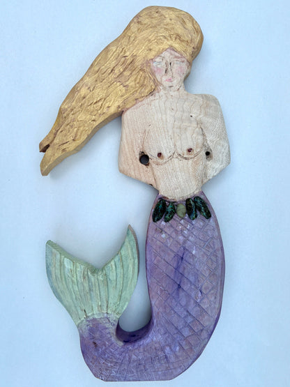 Mermaid Carving with Semi-Precious Stones Daniel Floyd Consignment Mermaid wit Turquoise