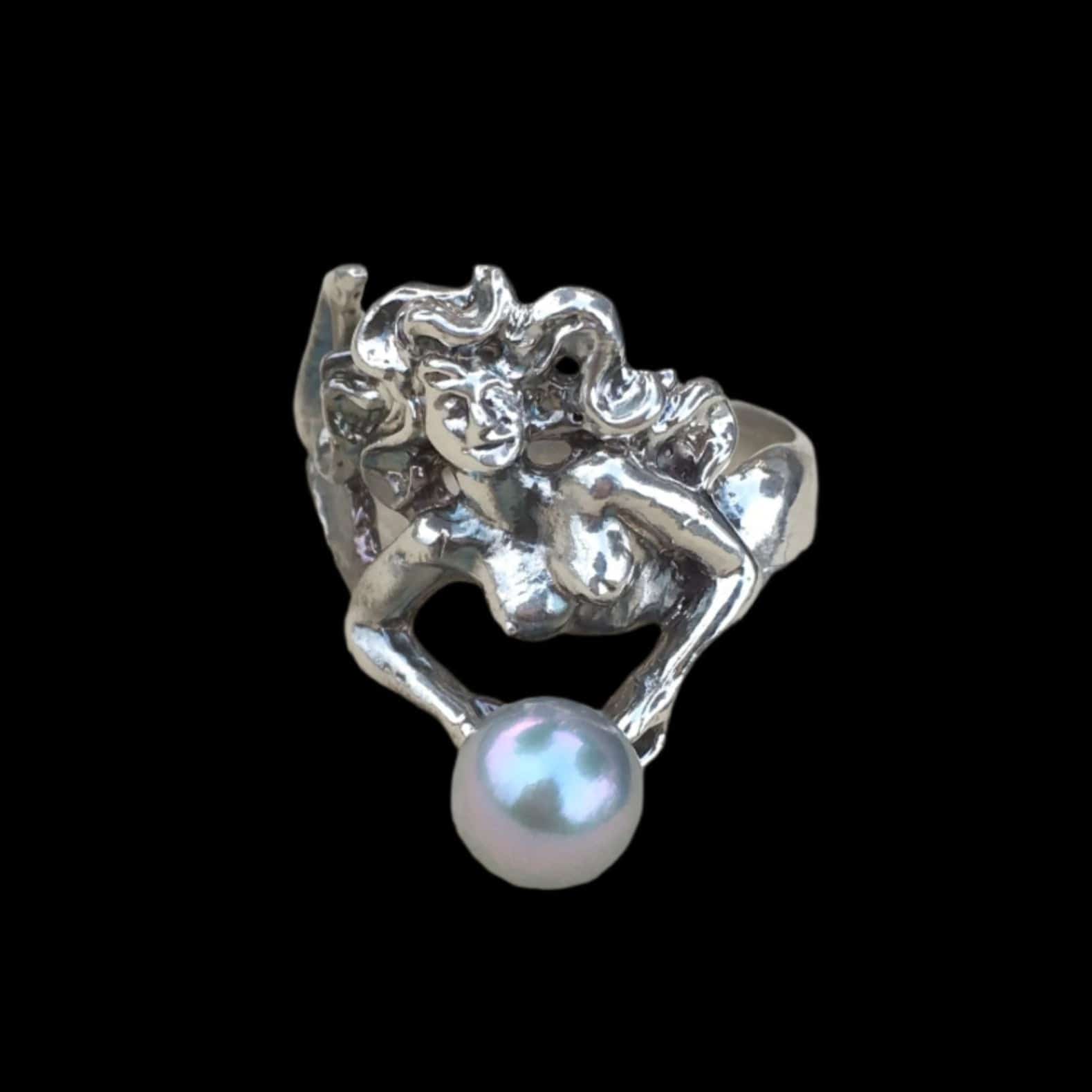 Mermaid Rings in Sterling Michiko Inventory Sterling with pearl -Size 6