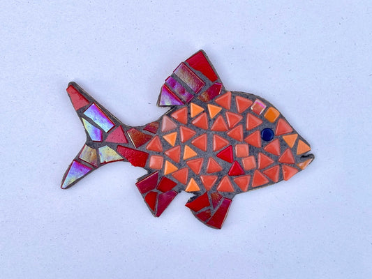 Mini Mosaic Glass Fish Wall Hanging Marion Dies Consignment Orange