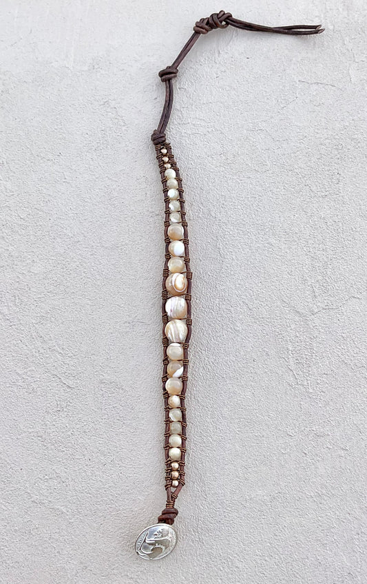 Mother of Pearl Leather Wrap Bracelets Heidi Duran Inventory