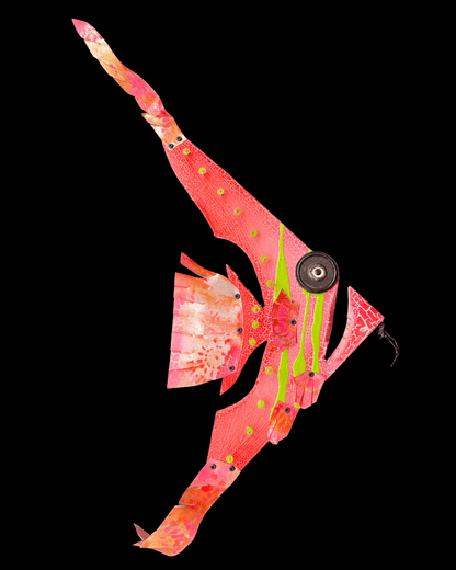 "Neon Pink Angler Fish" Upcycled/Eco-Folk Art Rodrigo Consignment