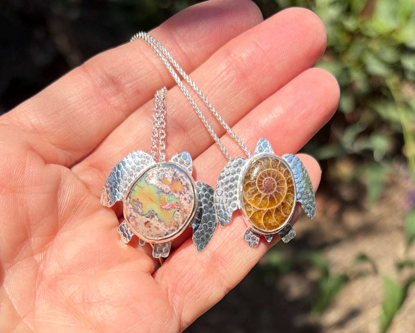NEW! Ammonite/Mexican Opal Sea Turtle Necklaces Amy Jahn Consignment