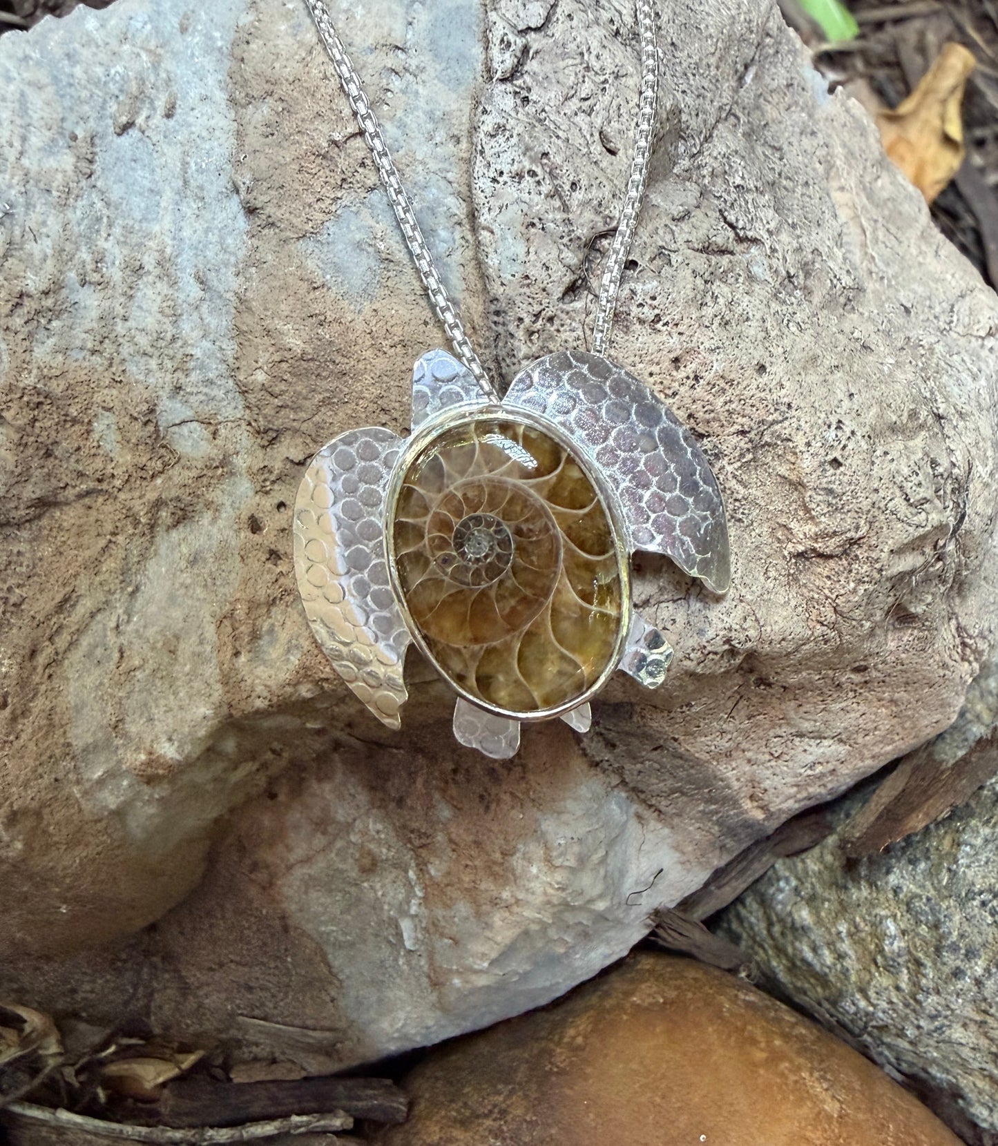 NEW! Ammonite/Mexican Opal Sea Turtle Necklaces Amy Jahn Consignment Medium Ammonite - Left