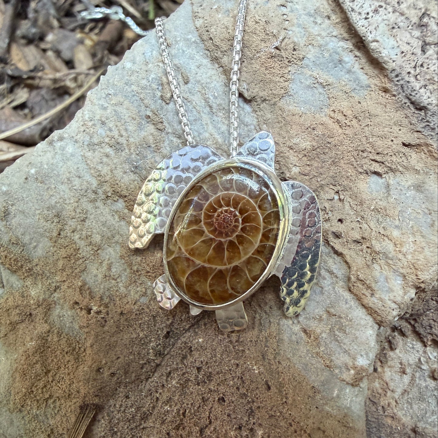 NEW! Ammonite/Mexican Opal Sea Turtle Necklaces Amy Jahn Consignment Medium Ammonite -Right