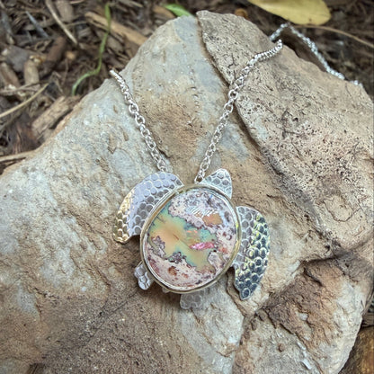NEW! Ammonite/Mexican Opal Sea Turtle Necklaces Amy Jahn Consignment Medium Mexican Boulder Opal -