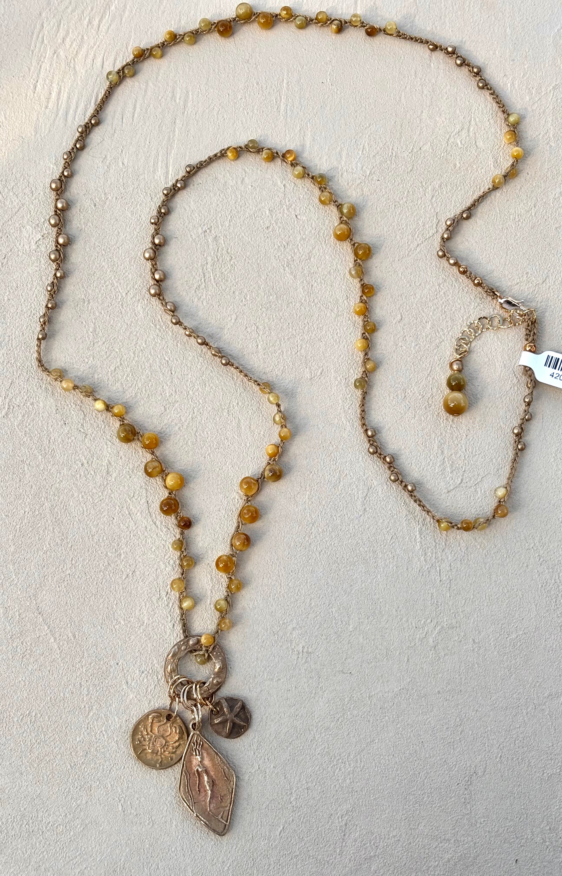 NEW! Bronze Casino Mermaid Necklace with Semi-Precious Stones- Long Heidi Duran Inventory