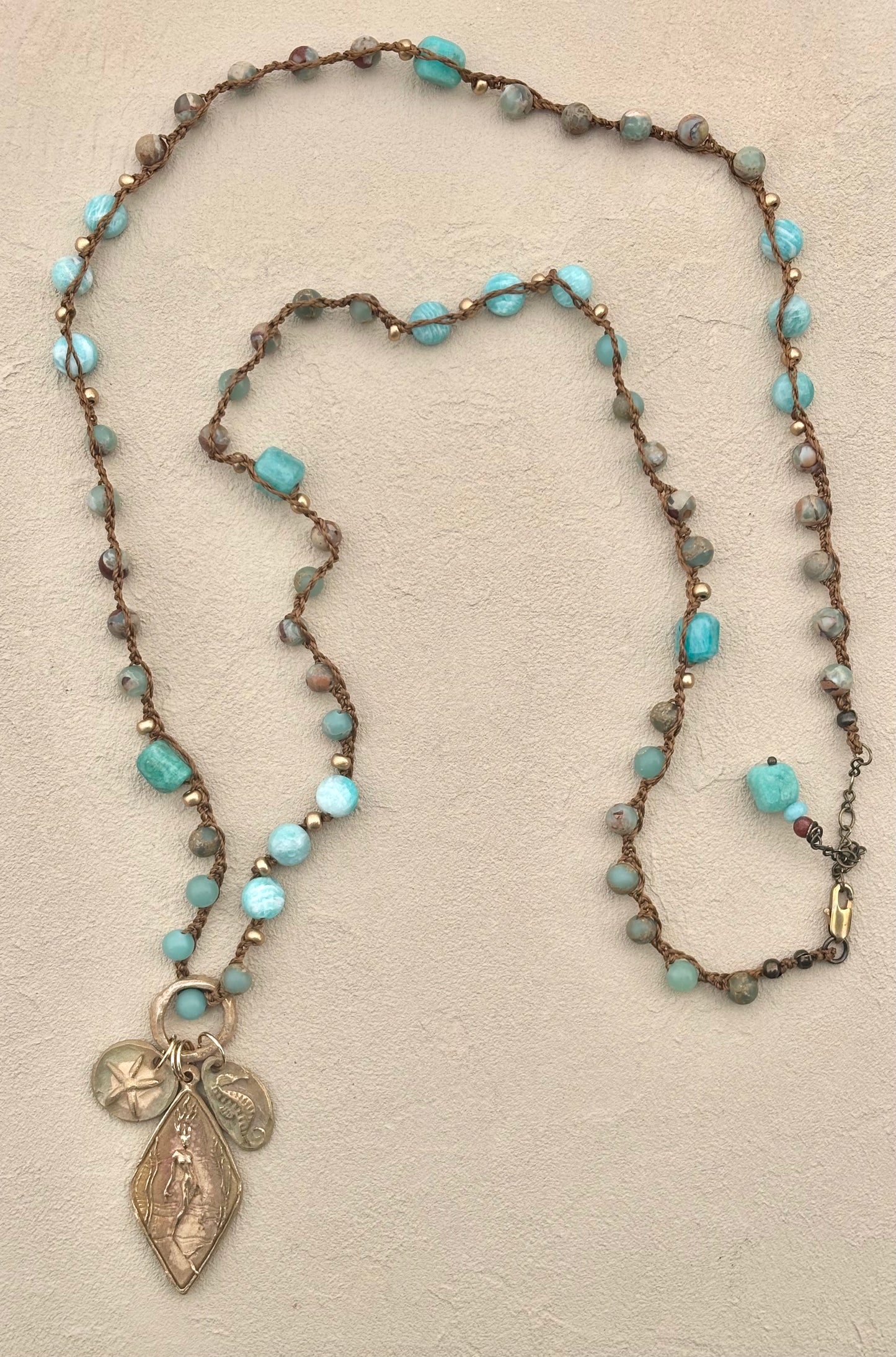 NEW! Casino Mermaid Necklace with Semi-Precious Stones Heidi Duran Inventory Amazonite and Terra Jasper