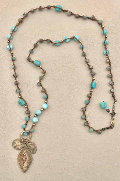 NEW! Casino Mermaid Necklace with Semi-Precious Stones Heidi Duran Inventory Amazonite and Terra Jasper