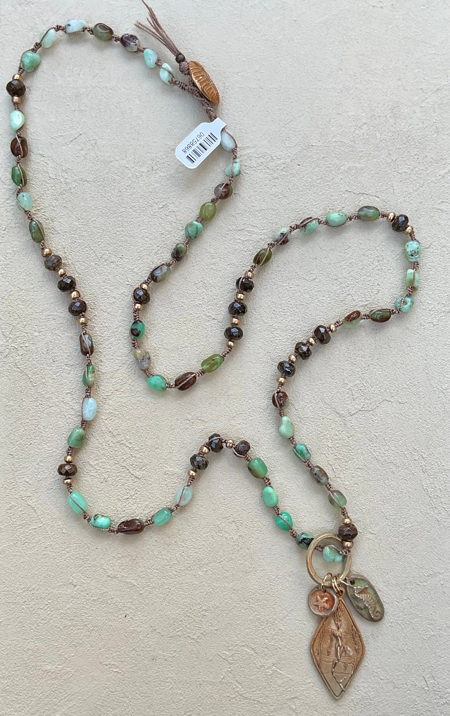 NEW! Casino Mermaid Necklace with Semi-Precious Stones Heidi Duran Inventory Chrysoprase and Bronzite