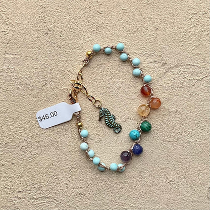 "Ocean Bubbles" Bracelets Heidi Duran Inventory "Chakra" Light blue stone w/chain