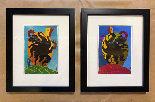 "Octopots" Original Gouache Paintings Mel Weiner Consignment