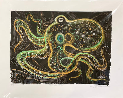 "Octopus Ghost #2" Giclee Print in Green/Yellow Stephen Holman Consignment