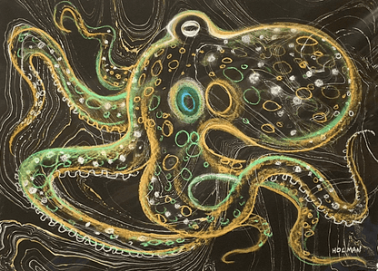 "Octopus Ghost #2" Giclee Print in Green/Yellow Stephen Holman Consignment