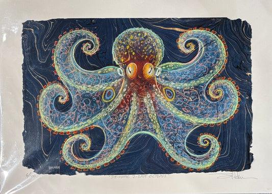 Octopus Giclee in Blues Stephen Holman Consignment