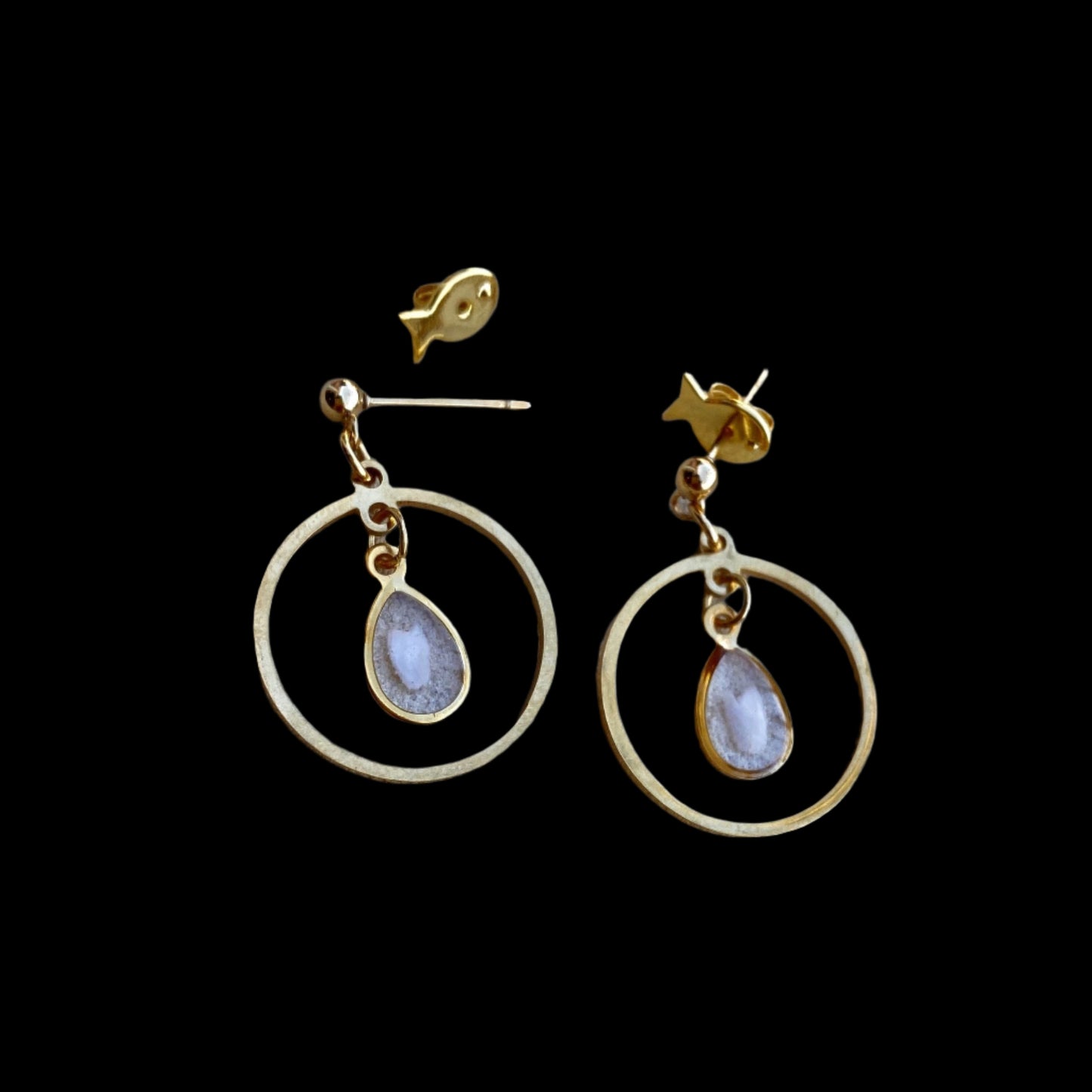 Otolith Drop Earrings Magdalena Consignment Gold Drop with Round Hoop