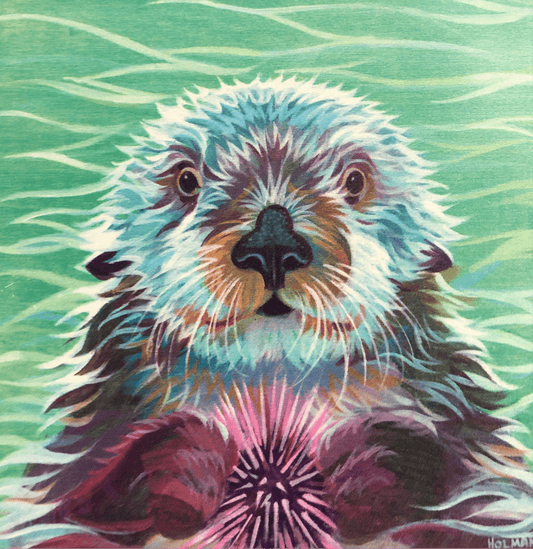 Otter Print on Wood Panel Stephen Holman Consignment