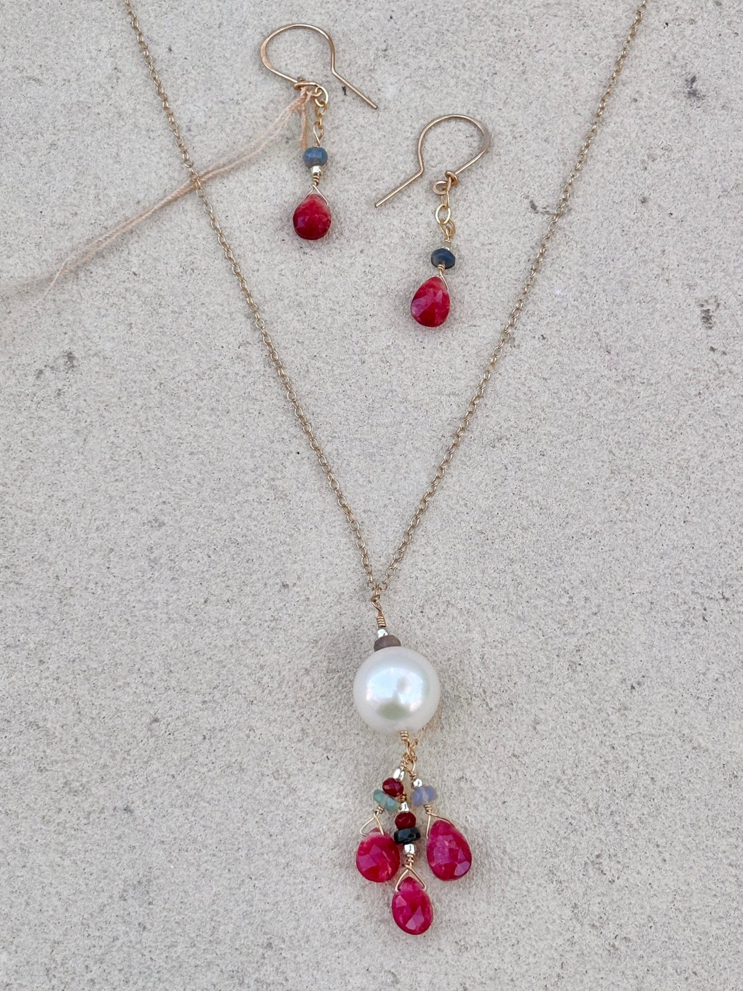 Pearl, Black Opal and Ruby Set Elise Peters Consignment