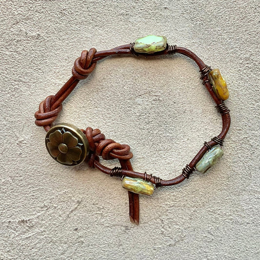 "Picasso" Bead Leather Bracelets Heidi Duran Inventory MINT