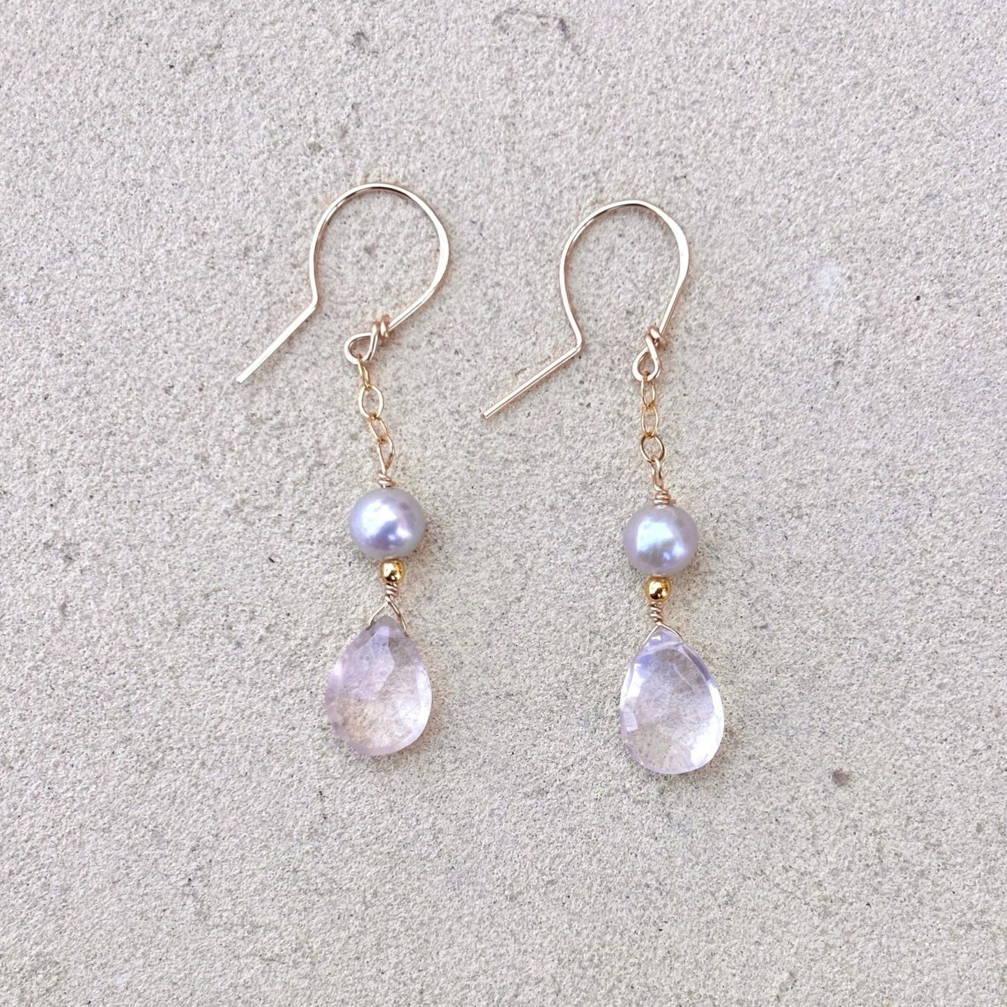 Pink Quartz 14K GF Earrings Elise Peters Inventory