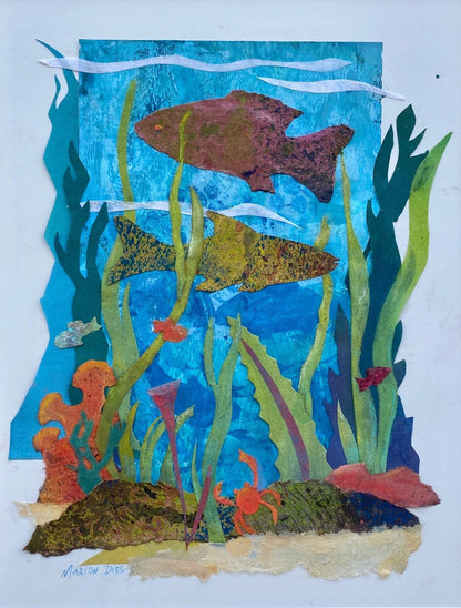 "Pisces" Original Collage Painting Monica Consignment