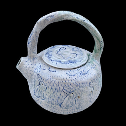 "Pisces" Teapots Juls Inventory 2. White Porcelain with Rabbits