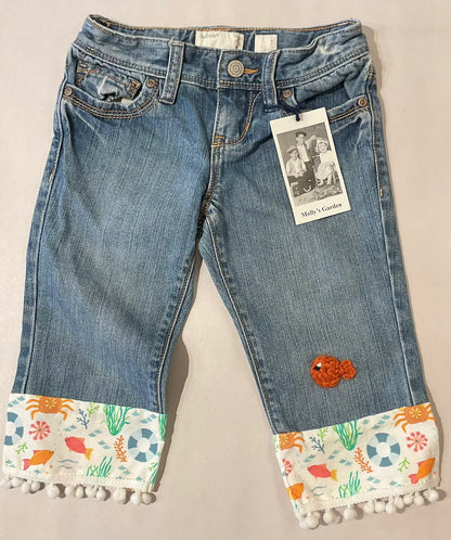 Pom Pom Seaside Denim Capris K Hawthorne Consignment 7 YR