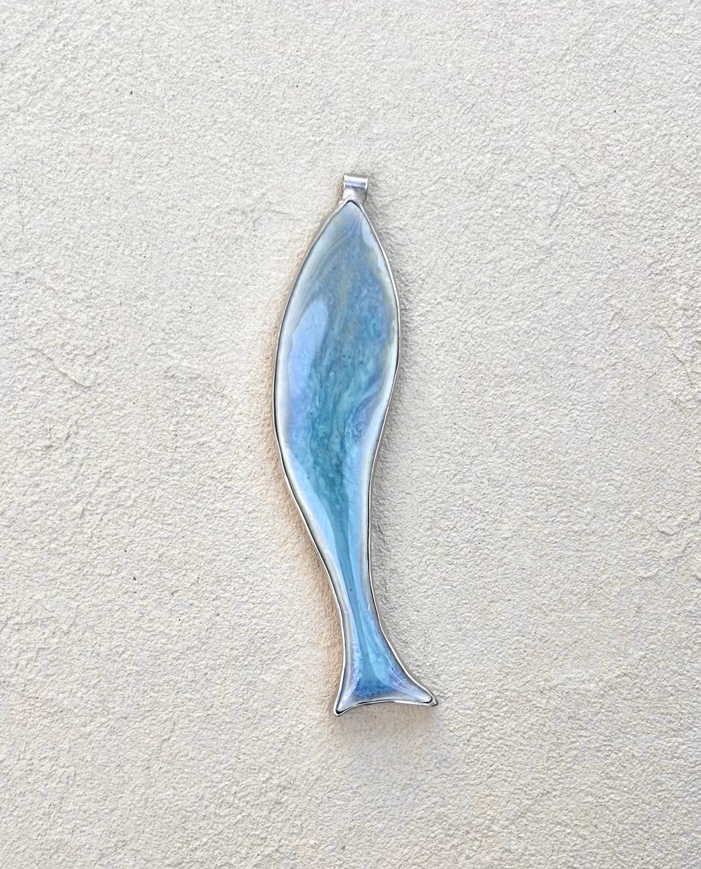 Porcelain Blue Fish - Sterling Pendant TERRY W. Consignment