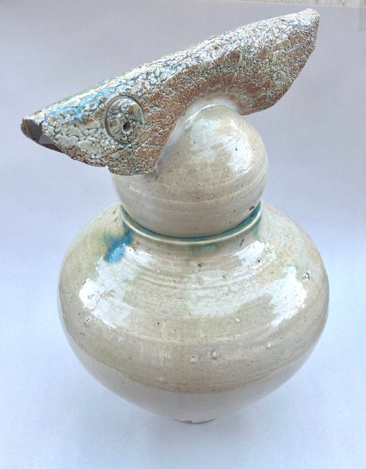 Porcelain Hand Thrown Fish Vintage Jar - Wood Fired Juls Inventory